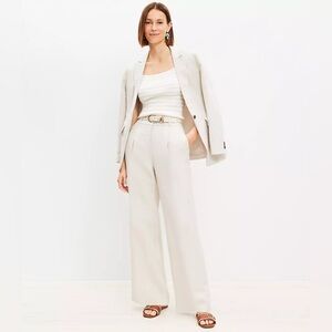 NWT LOFT SIZE 18 Peyton Trouser Pants in Linen blend natural beige wide leg